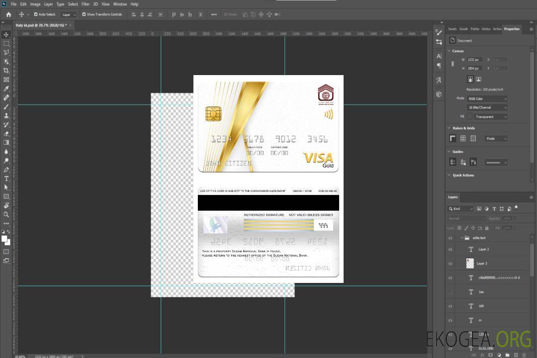 Carte visa or de la Banque nationale du Soudan template Carte visa or de la Banque nationale du Soudan template